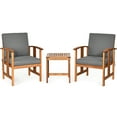 thumbnail image 3 of Topbuy 3-Piece Outdoor Acacia Wood Sectional Conversation Sofa Set with Grey Cushions, 3 of 10