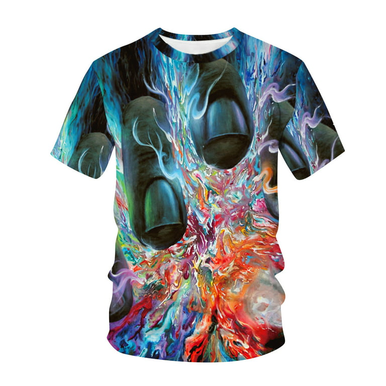 cllios Graphic T-shirts Men Casual 3D Print Shirt Slim Fit Short Sleeve Top  Streetwear Crewneck T Shirts