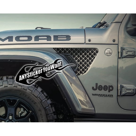 AnyStickerYouWant - Fender Vent Vinyl Decal Sticker Fits & Compatible with Jeep Wrangler JL/Jeep Gladiator JT 2018 Mermaid Scales