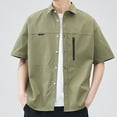 thumbnail image 2 of ZQUUVOU Men's Casual Short Sleeve Shirts Loose Summer Beach Jacket T-Shirt Olive Green, 2 of 4