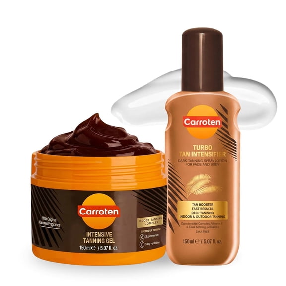 Carroten Turbo Tan Intensifier   Intensive Tanning Gel | Tanning System for Long-Lasting Results | Browning Tan Accelerator | Carrot & Coconut Oil   Vitamins A E | Made in Greece | 5 oz Each