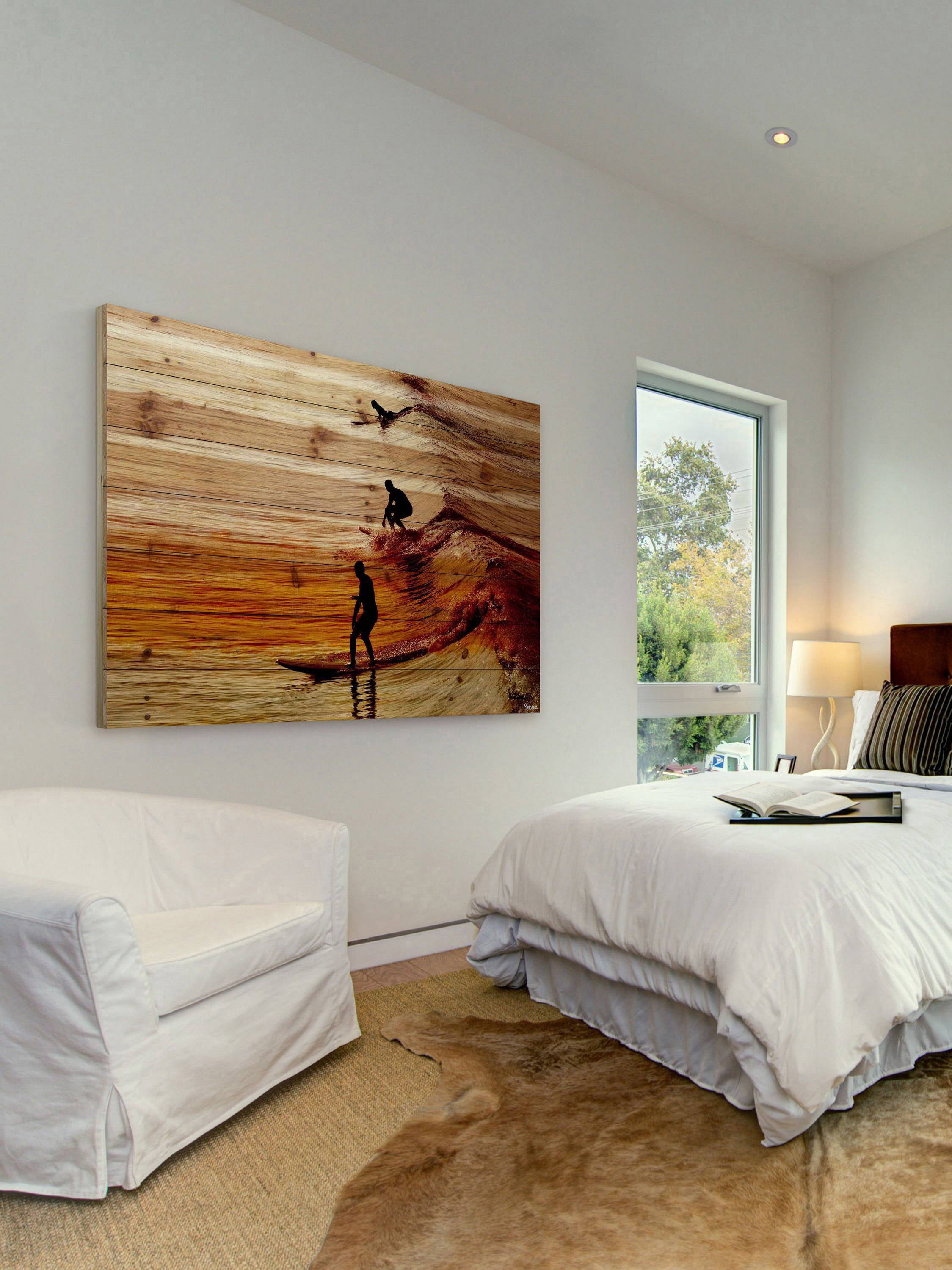 Parvez Taj Surfing the Wave Pinewood Wall Art