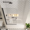 thumbnail image 2 of JERFIT 180° Pivot Shower Screen for Bathtub, 1/4" Tempered Glass Door with Towel Bar, Frameless Matte Black Aluminum Alloy Enclosure, 2 of 9