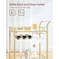thumbnail image 5 of Bar Cart Gold, Home Bar Serving Cart, Wine Cart with 2 Mirrored Shelves, Wine Holders, Glass Holders, for Kitchen, Dining Room, Gold ULRC090A03, 5 of 10