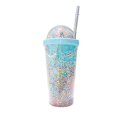 thumbnail image 4 of 2026 Double Layers Rainbow Plastic Water Bottle With Straw Creative 550ml Mug, 4 of 5