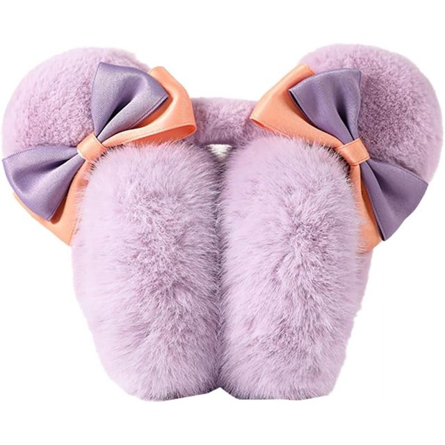 LinYooLi Cache-Oreilles Moelleux pour Femmes Hiver Chaud Cache-Oreilles Pliables Mignons avec Nœud