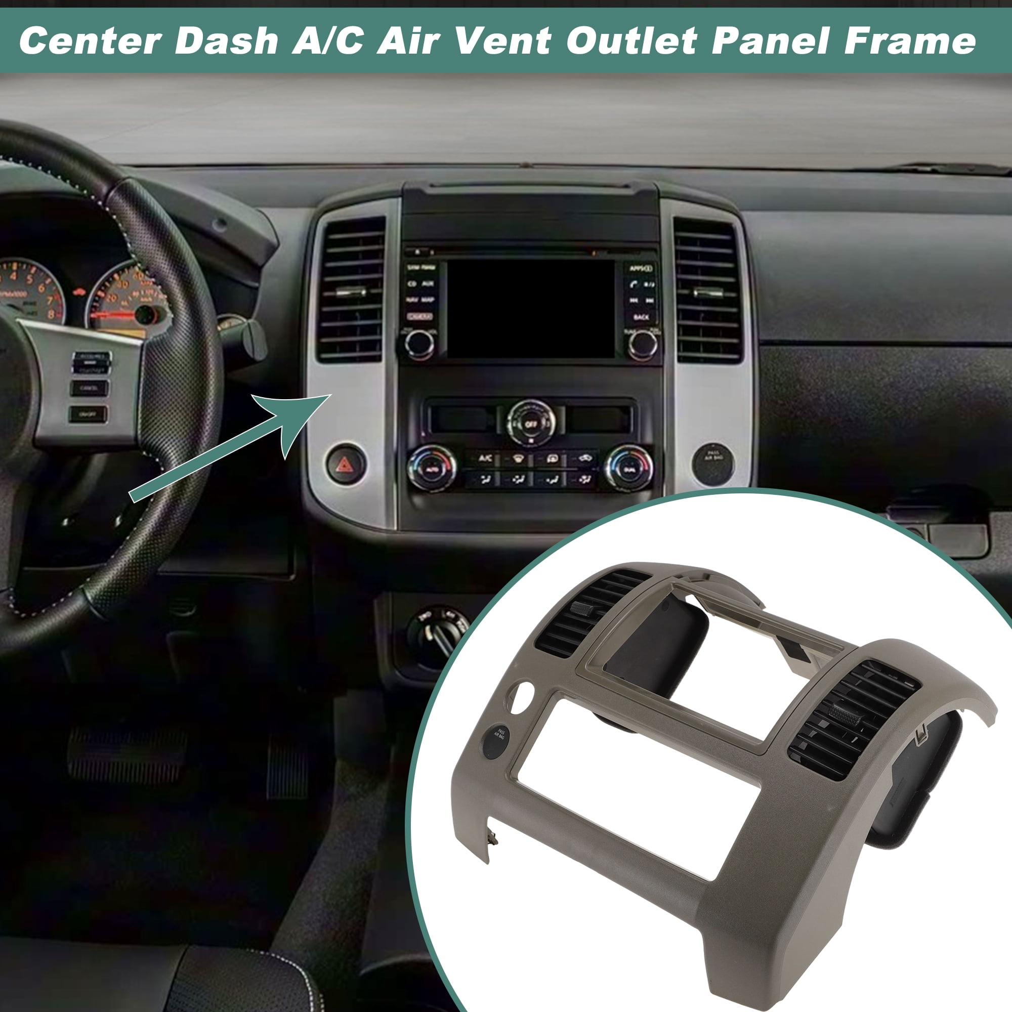 Unique Bargains Center AC Dash Air Vent Trim Panel for Nissan Frontier 2005-2020 Brown