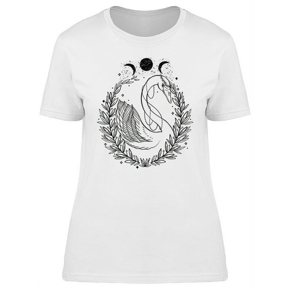 Sketch Beautiful Swan Moon T-Shirt Women -Image by Shutterstock, Female x-Large