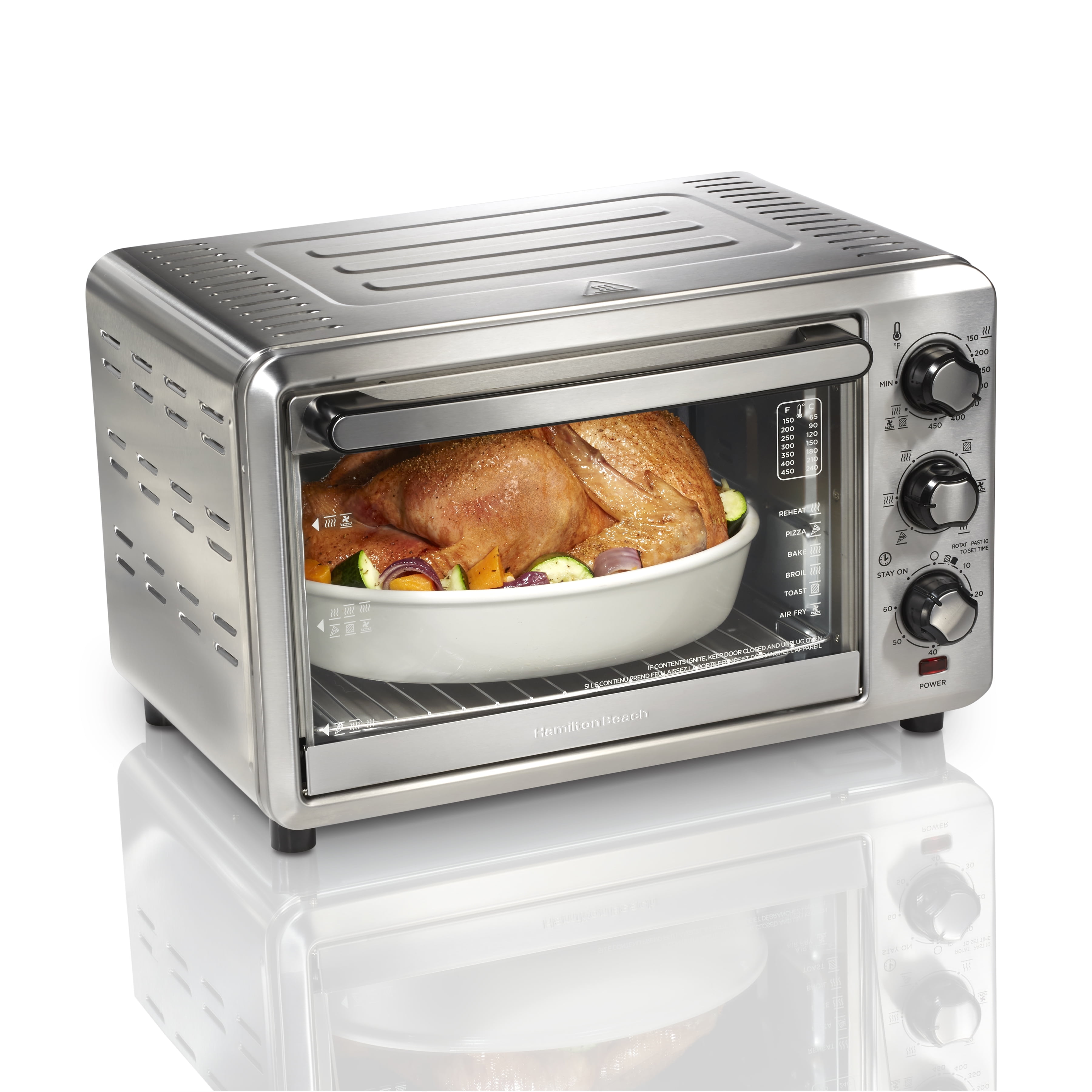 Hamilton Beach Easy Reach Countertop Pizza Baking Toaster Oven Stainless Steel 31333 Walmart