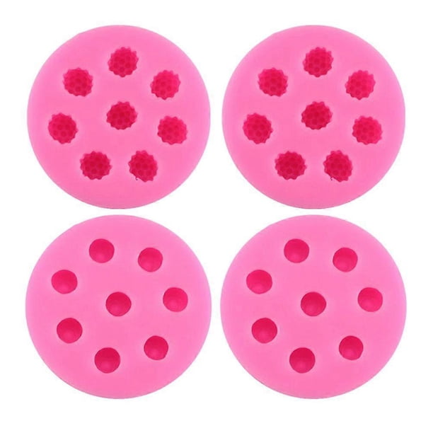 4 Pcs Silicone Mold 8-compartment Blueberry and Mulberry Shaped Cake Decorating Tool Dessert Chocolate Fondant Mold (Pink)