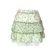 thumbnail image 5 of Coduop Women Summer Floral Tiered Ruffle Mini Skirt Waist Elastic A-line Flowy Frill Short Skirt, 5 of 7