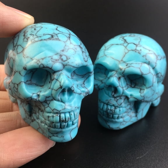 2 Inch Natural Turquoise Skull Hand Carved Crystal Skull Reiki Repair 1 Piece -