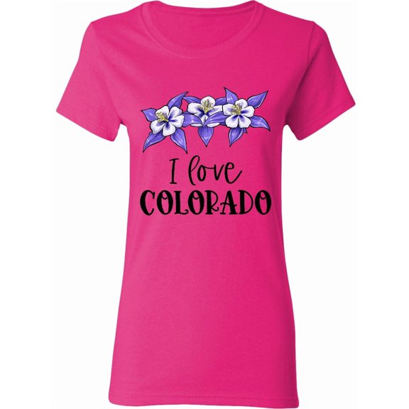 Inktastic I Love Colorado Columbine Flowers Women's T-Shirt