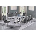 thumbnail image 4 of White Marble 9pc Dining Set with Silver Stainless Steel and 8 Chairs, 4 of 4
