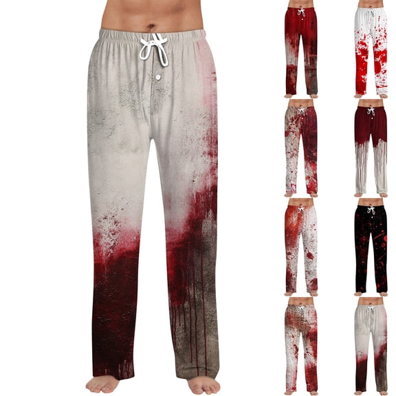 Trgacdwlo Halloween Pajamas Pants Men Cute Pumpkin Graphics Pajama Pants Men Elastic Waist Drawstring Fall Winter Mens Sleep Pants