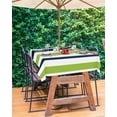 thumbnail image 3 of Outdoor Tablecloth with Umbrella Hole and Zipper Navy Blue Green Stripes Tablecloths 60x84 Waterproof Outside Table Cloths Contrast Striped Patio Table Cloth Cover for Outdoor Tables Garden, 3 of 6