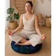 thumbnail image 2 of Vargottam Coussin de Sol - Pouf Rond en Coton de 22 Pouces avec Mousse à Mémoire de Forme, Coussin de Sol Capitonné pour Méditation et Décoration Intérieure - Jungle de Minuit, 2 of 7