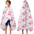 thumbnail image 3 of Pink Breast Cancer Hooded Bath Towel，60"x35" for Ages 3 To 12 Kids, Quick Dry Lightweight Soft Microfiber Hood Beach Towel Cover Up for Kids, 3 of 7