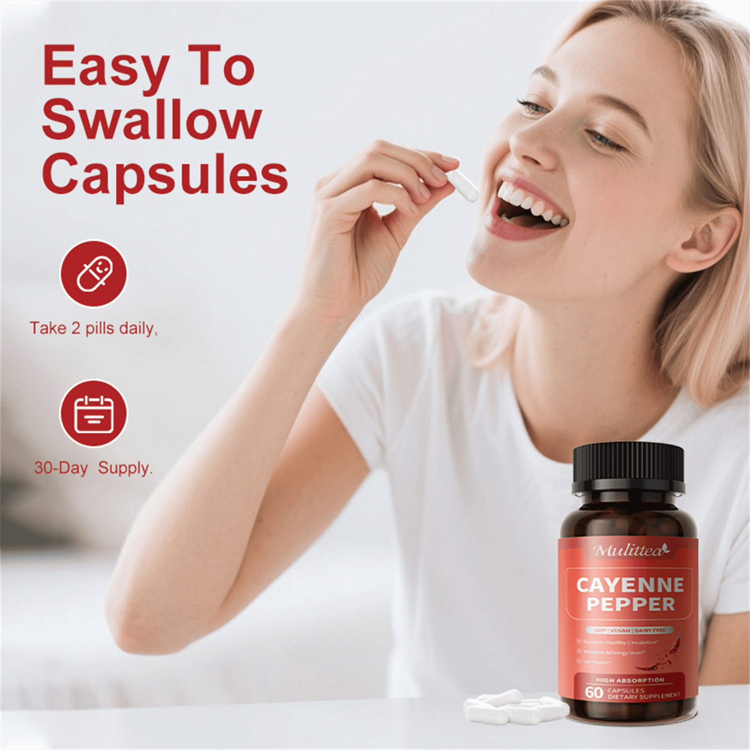 (2 Pack)Advanced Heart & Blood Flow Support | 12-in-1 Formula with Nattokinase 20,000FU, Hawthorn, Cayenne Pepper | Non-GMO Vegan Capsules By Mulittea