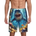 thumbnail image 1 of Vsdgher Shorts de Pyjama pour Hommes Imprimé Requin Coloré sous-Marin Bas de Pyjama Légers avec Poches-Petit, 1 of 6