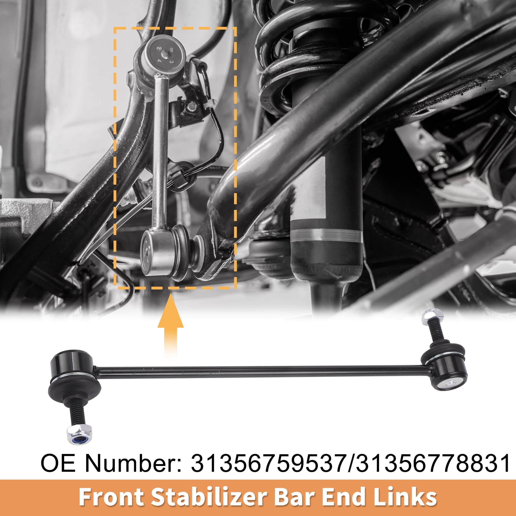 2pcs Front Sway Bar Links Stabilizer Link Kit for Mini Mini 2004-2015 No.31356759537/31356778831