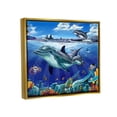 thumbnail image 3 of Stupell Industries Dolphins Swimming Bold Coral Reef Coastal Painting Gold Floater Framed Art Print Wall Art, 3 of 6