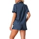 thumbnail image 3 of INSPIRAR CHIC Conjuntos de Pijamas de Satén para Mujeres, Conjuntos de Lounge de Seda, Camisa de Manga Corta con Botones, Pantalones Cortos con Volantes, Ropa de Dormir de 2 Piezas, 2XL Azul, 3 of 6