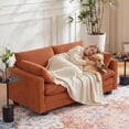 thumbnail image 3 of 70'' Cloud Loveseat with Washable Cover for Small Space, Noelse Soft Corduroy Couch with 2 Pillows, 2 Seater Modular Sectional Sofa with Deep Comfy Seat Cushion for Living Room Bedroom, Orange, 3 of 10