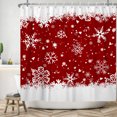 thumbnail image 4 of Duangreer Vintage Red Christmas Shower Curtain with 12 Hooks, Winter Holiday White Snowflake Bathroom Decor, Waterproof, 72"x72", 4 of 5