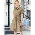 thumbnail image 2 of INSPIRE CHIC Robe Courte pour Femme à Col Évasé avec Poches et Taille Élastique, 2 of 4