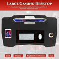 thumbnail image 3 of FDW Computer Desk Table, Computer Z Shaped, Headphone Hook Ergonomic Gamer Workstation, Red, 3 of 7