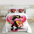 thumbnail image 2 of Feelyou Romantic Cartoon Couple Full Size Comforter Sets, Kawaii Pink Love Heart Bedding Comforter Set, Modern Musical Note Reversible Bedding Sets, Lightweight Room Decor, 3-Piece, 2 of 8