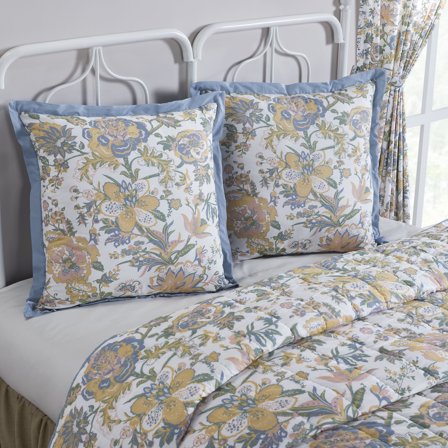VHC Brands Wilder, Farmhouse Euro Sham, Floral, Blue & Green, 26x27