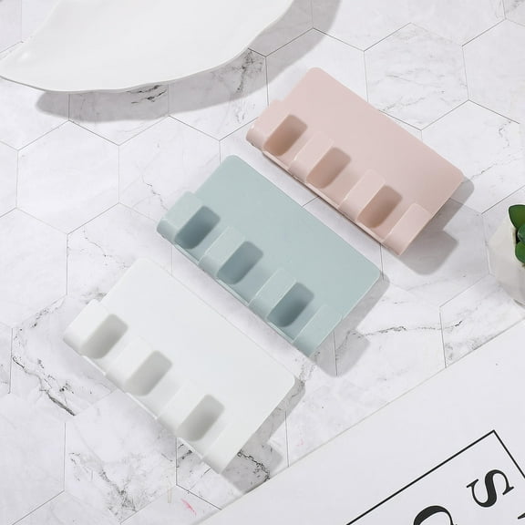 Mobestech 3Pcs Adhesive Wall Mount Phone Stand with 4-Hook Design for Key and Phone Holding in PP Plastic