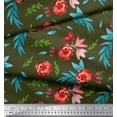 thumbnail image 2 of Soimoi Japan Crepe Satin Fabric Flower & Leaves Watercolor Printed Craft Fabric by the Yard 42 Inch Wide, 2 of 3