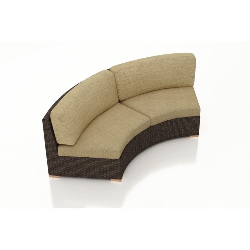 Harmonia Living Arden Curved Patio Loveseat in Heather Beige