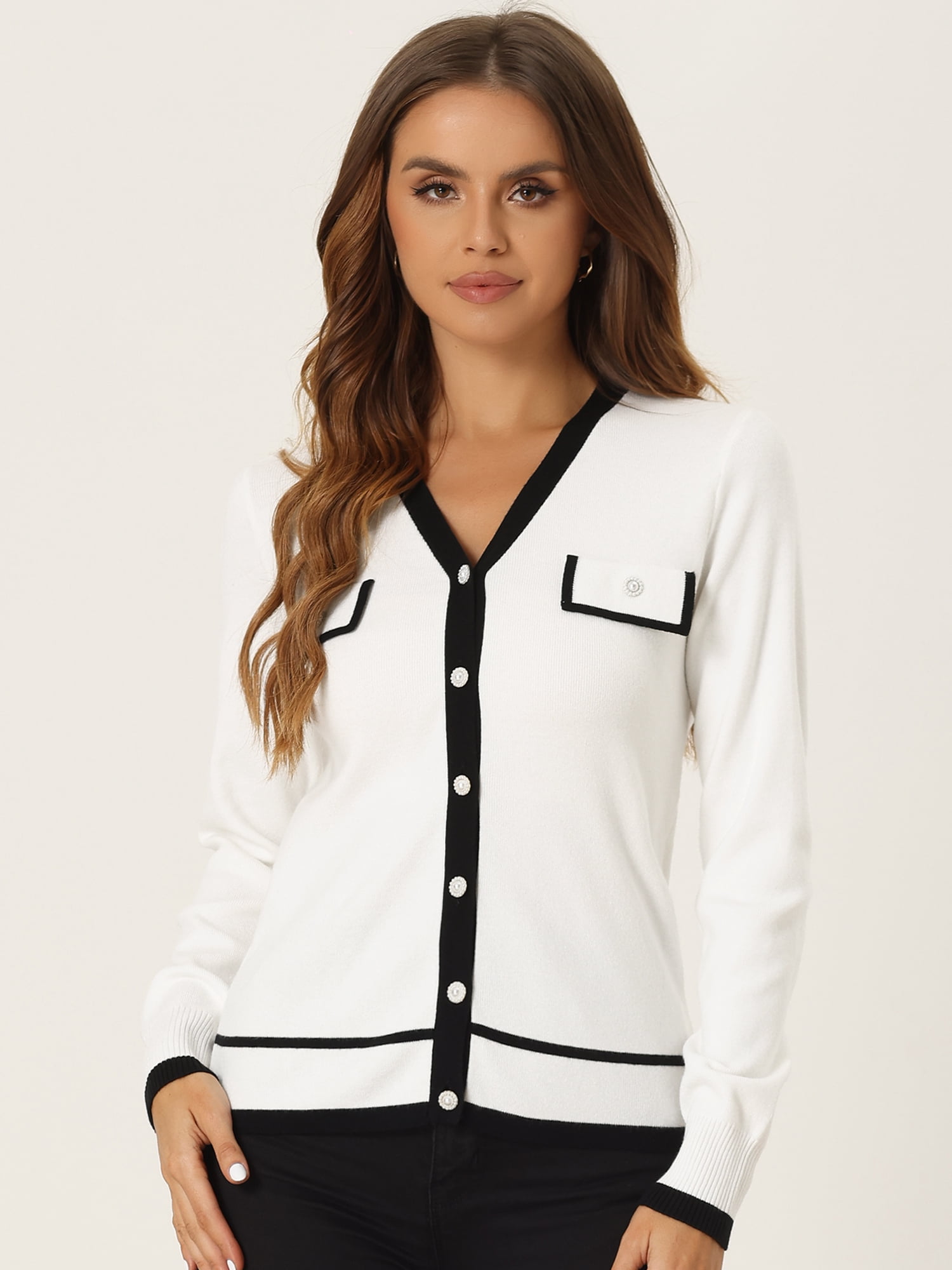 DARING DIVA Women's Button Knit Cardigan Christmas Sweater S White