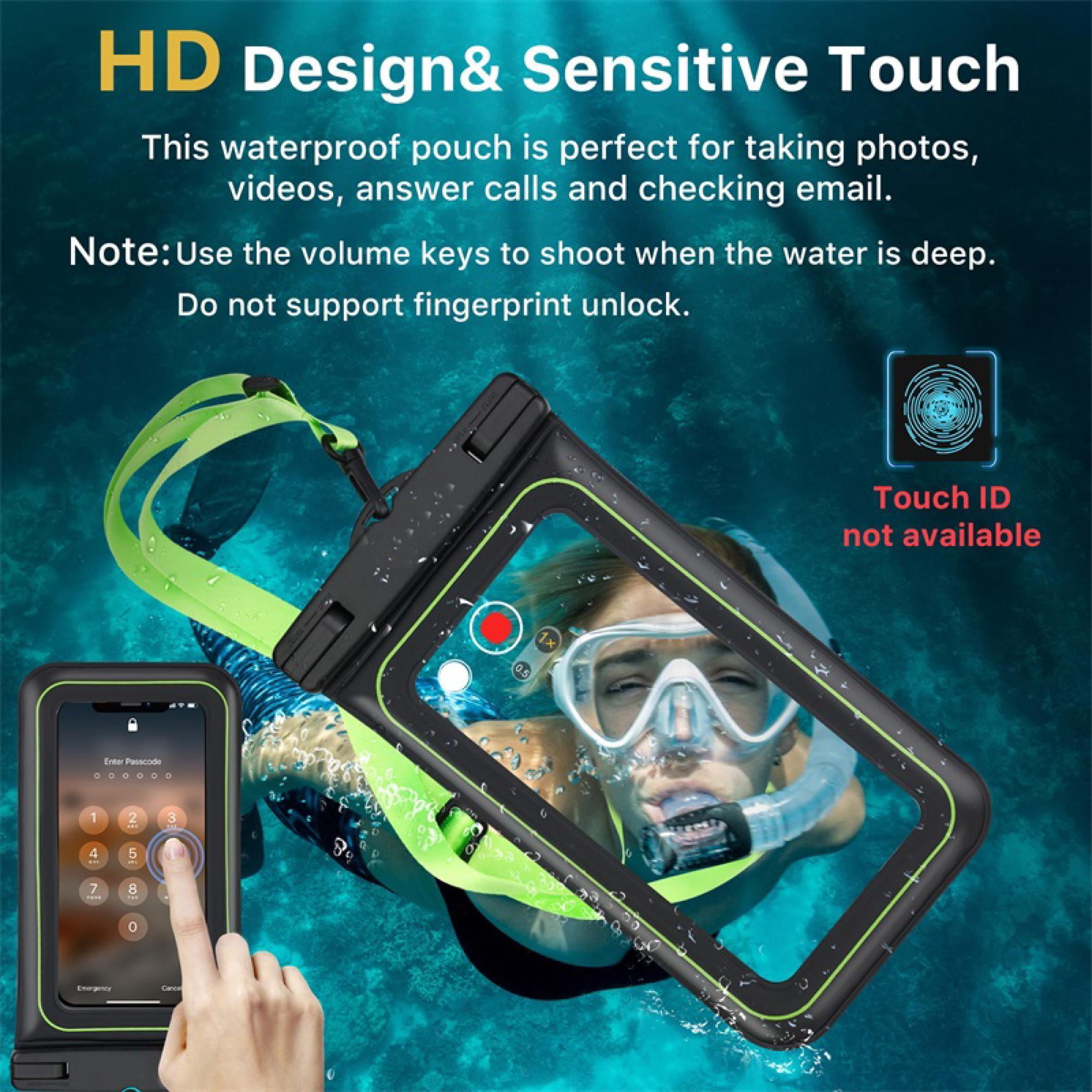 2-Pack Universal Floating Waterproof Phone Pouches – IPX8 Certified, Touchscreen Friendly, Lanyard Included – Fits Most Smartphones (Black)