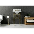 thumbnail image 4 of Kingston Brass KVPB1917M387ST Edwardian 19" Carrara Marble Console Sink with Brass Legs (8-Inch, 3-Hole), Carrara Marble White/Brushed Brass, 4 of 8