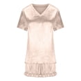thumbnail image 4 of Yuncity Womens Pajama Set 2 Piece Short Sleeve Crew Neck Silk Satin Sleepwear Loungewear Soft Comfortable Breathable Pjs S-Xxl, 4 of 6