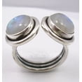 thumbnail image 2 of 925 Solid Silver Rainbow Moonstone 2 Jewel Urban Style Adjustable Ring Size 9, 2 of 3