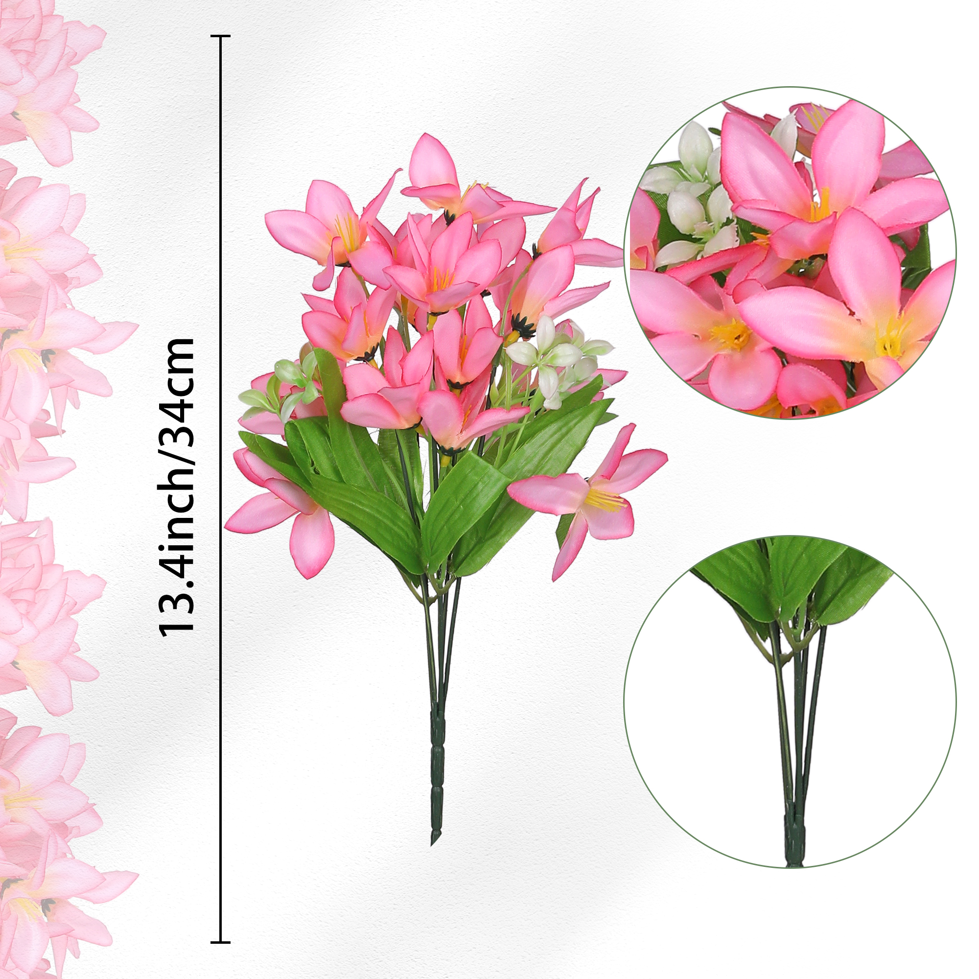 Unique Bargains 6 Pcs Artificial Lilies Flowers Real Touch Fake Floral for Home Pink