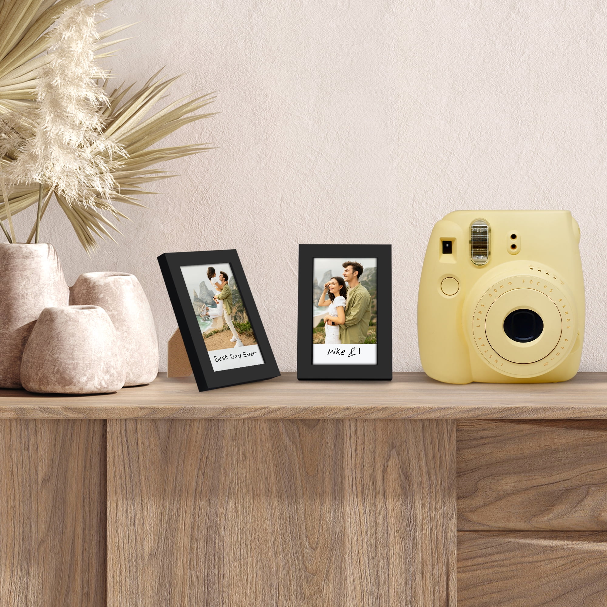 Americanflat 2x3 Picture Frame 2 Pack Instant Print Photos Mini Frames Tabletop Wall Display Polished - Black