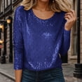 thumbnail image 2 of Celebration Haut à Manches Longues à Paillettes Col Rond – Chemise de Fête Décontractée Prête avec T-Shirts Pailletés pour Femmes Bleu TTG, 2 of 5
