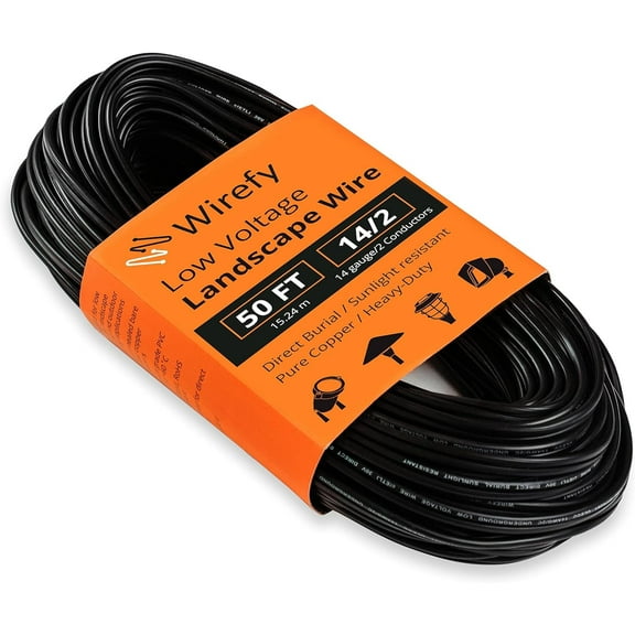 Wirefy 14/2 Low Voltage Landscape Lighting Wire - 14-Gauge 2-Conductor 50 Feet