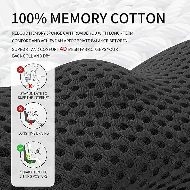 Lumbar Support Pillow Ergonomic Memory Foam Lumbar Pillow, Relieve Back  Pain, CMFY Breathable & Detachable & Washable, Neo Cushion Lower Back Pillow  for Office Chairs, Car Seats (Gray) 