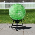 thumbnail image 2 of Northlight 10" Green and White Swirls Outdoor Garden Gazing Ball, 2 of 3