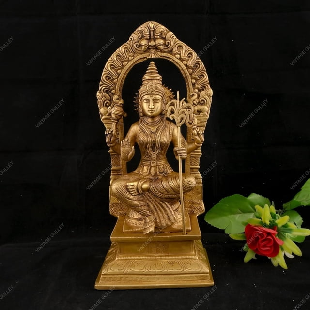 Pure Brass Raj Rajeshwari Devi Idol, Sculpture Religieuse Décoration Maison, Or, Style Moderne, Fait Main, Option Cadeau Parfait Festival, Occasions Idol - Lot de 1