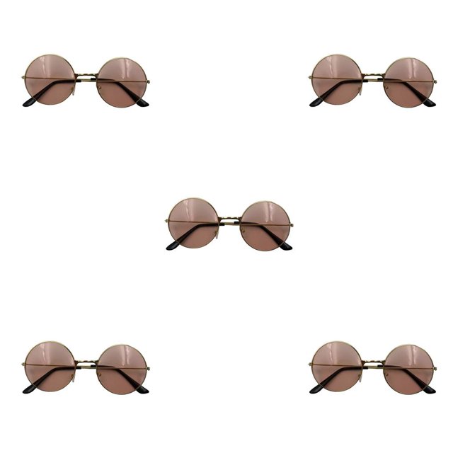 Vogacara Sun Eyewear Gafas de sol con estilo Marco de metal multifuncional Estilo novedoso para exteriores Peso ligero para mujeres Dorado, rosa dorado, rosa 5piezas