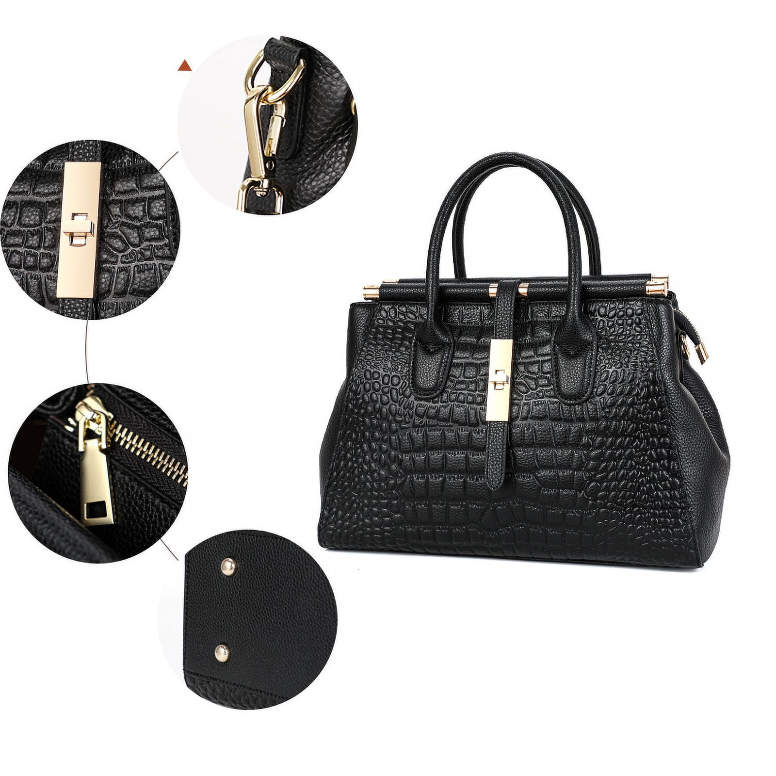 Premium luxury crocodile-print women's bag leather tote bag, large capacity top cowhide one-shoulder cross-body bag